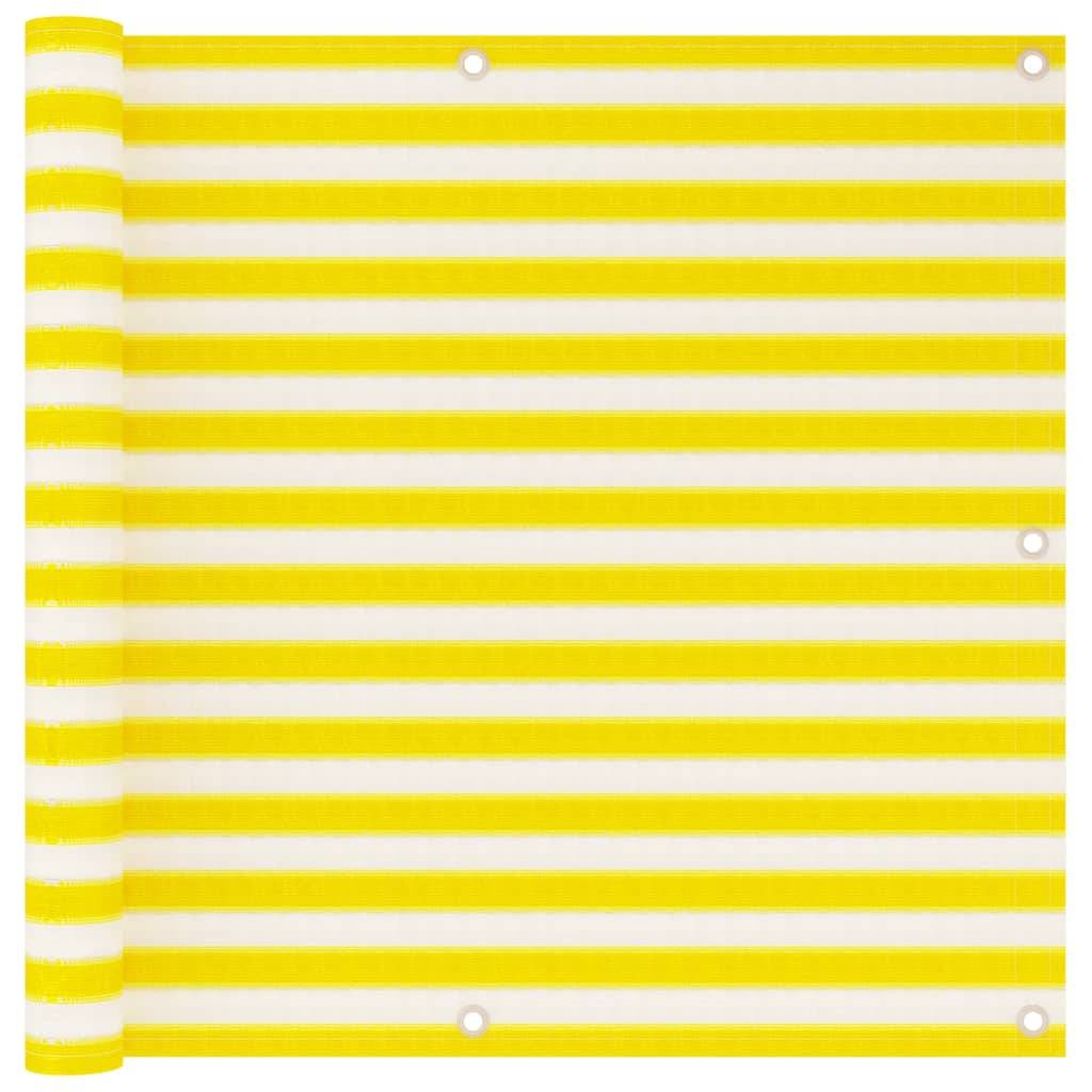 Helloshop26 - Écran de balcon brise pare vue protection confidentialité 90 x 500 cm PEHD jaune et blanc - Imagen 1