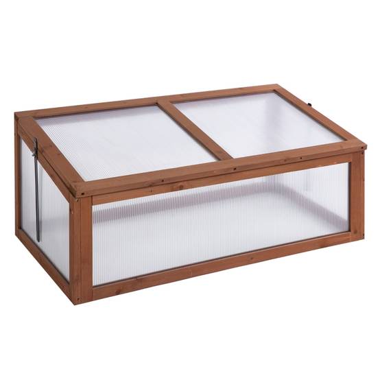 Serre Châssis Bois Jardin Polycarbonate Protection Semis 100x65cm - ComfortXL Outdoor Living - Image 2