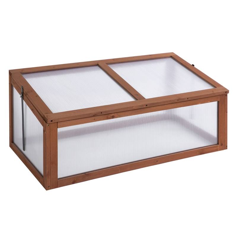Serre Châssis Bois Jardin Polycarbonate Protection Semis 100x65cm - ComfortXL Outdoor Living - Image 2
