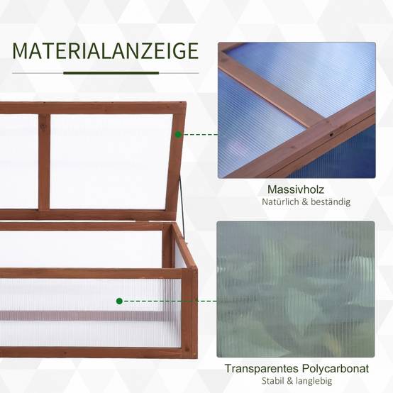 Serre Châssis Bois Jardin Polycarbonate Protection Semis 100x65cm - ComfortXL Outdoor Living - Image 5