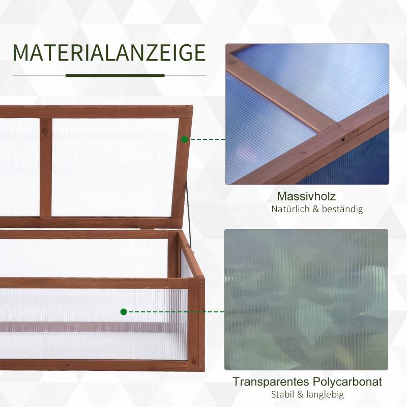 Serre Châssis Bois Jardin Polycarbonate Protection Semis 100x65cm - ComfortXL Outdoor Living - Image 5