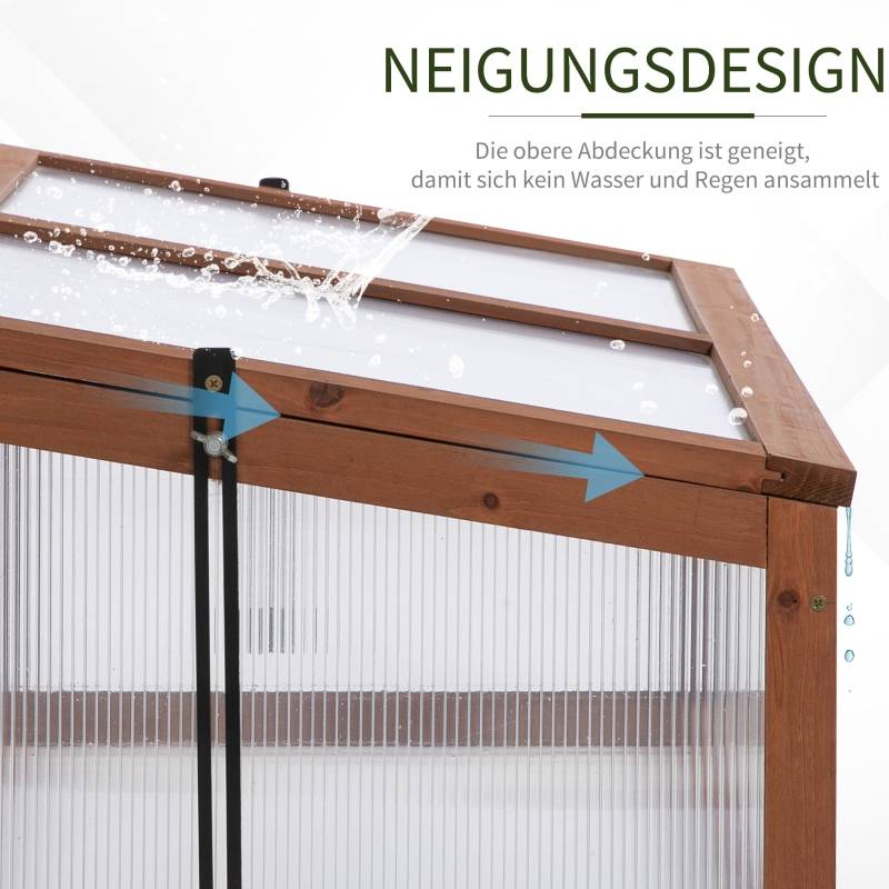 Serre Châssis Bois Jardin Polycarbonate Protection Semis 100x65cm - ComfortXL Outdoor Living - Image 4