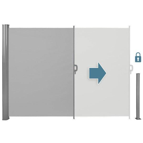 Helloshop26 - Auvent store latéral brise-vue abri soleil aluminium rétractable 180 x 300 cm gris - Imagen 3