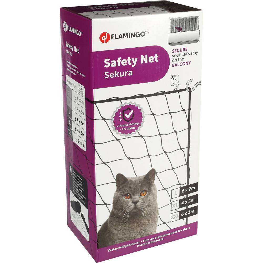 Filet de sécurité Sekura Noir 6 x 3 mètres pour chat - Image 1