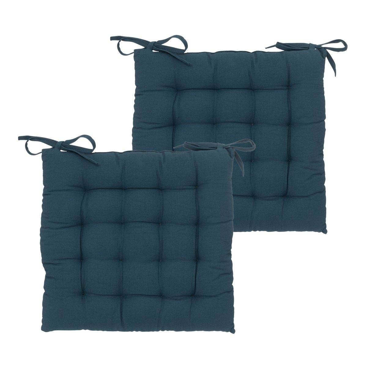 Lot de 2 Galettes de chaise en Coton Bleu egeen 38 x 38 cm - Imagen 1