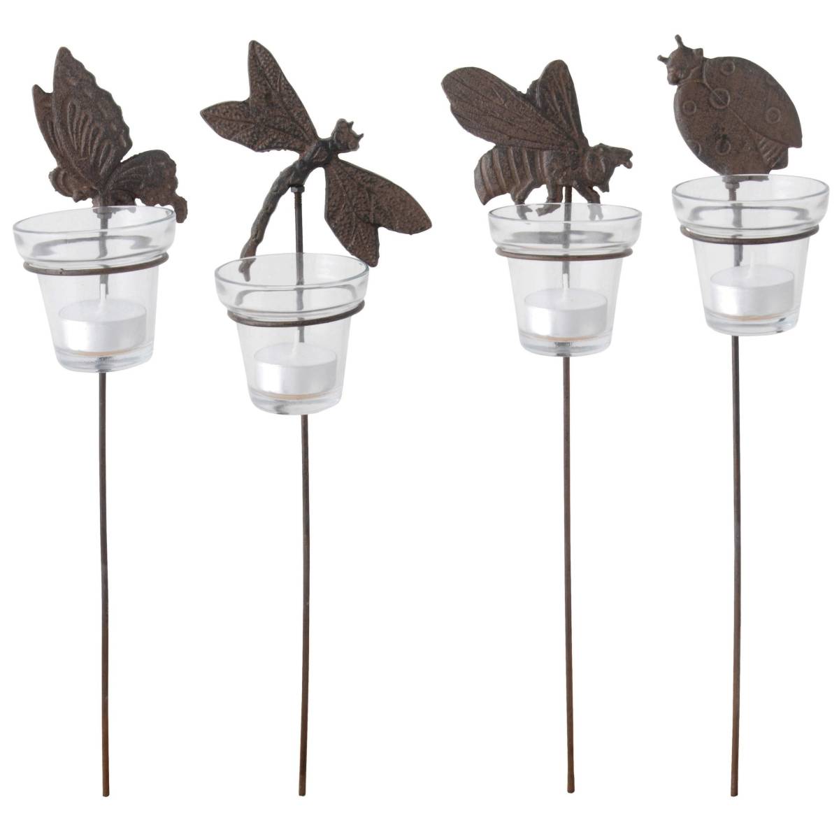 Esschert Design - Photophores de jardin sur pique (Lot de 4) - Imagen 1