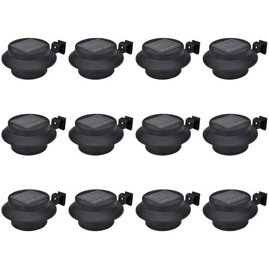 Lampe d'extérieur - Lampe de jardins solaires à LED pour clôture 12 pcs Noir - Image 1