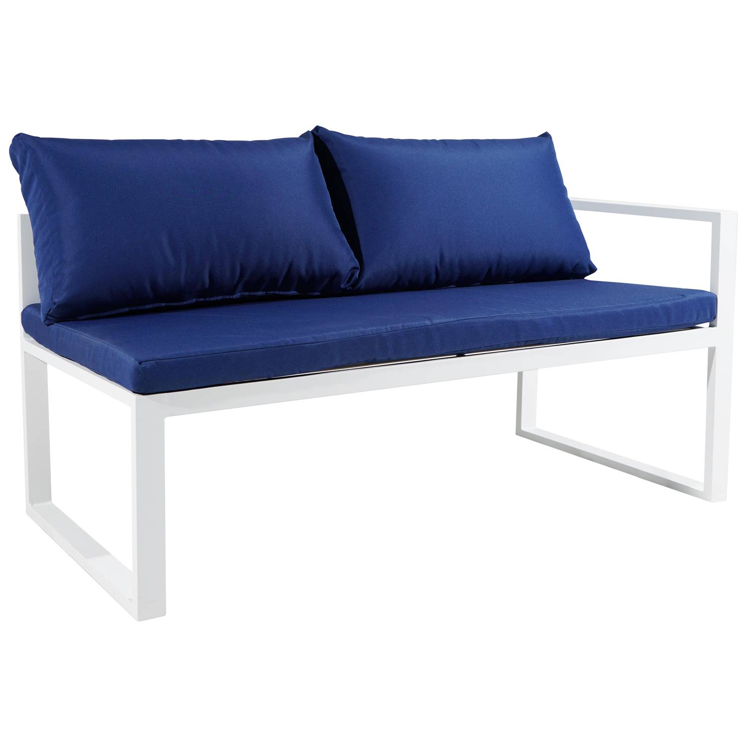 Happy Garden - Salon de jardin modulable IBIZA en tissu bleu 7 places - aluminium blanc - HAPPY GARDEN - Image 6