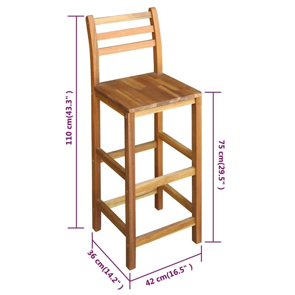 Vidaxl - Tabourets de bar lot de 2 bois d'acacia massif vidaXL 44130 - Image 3