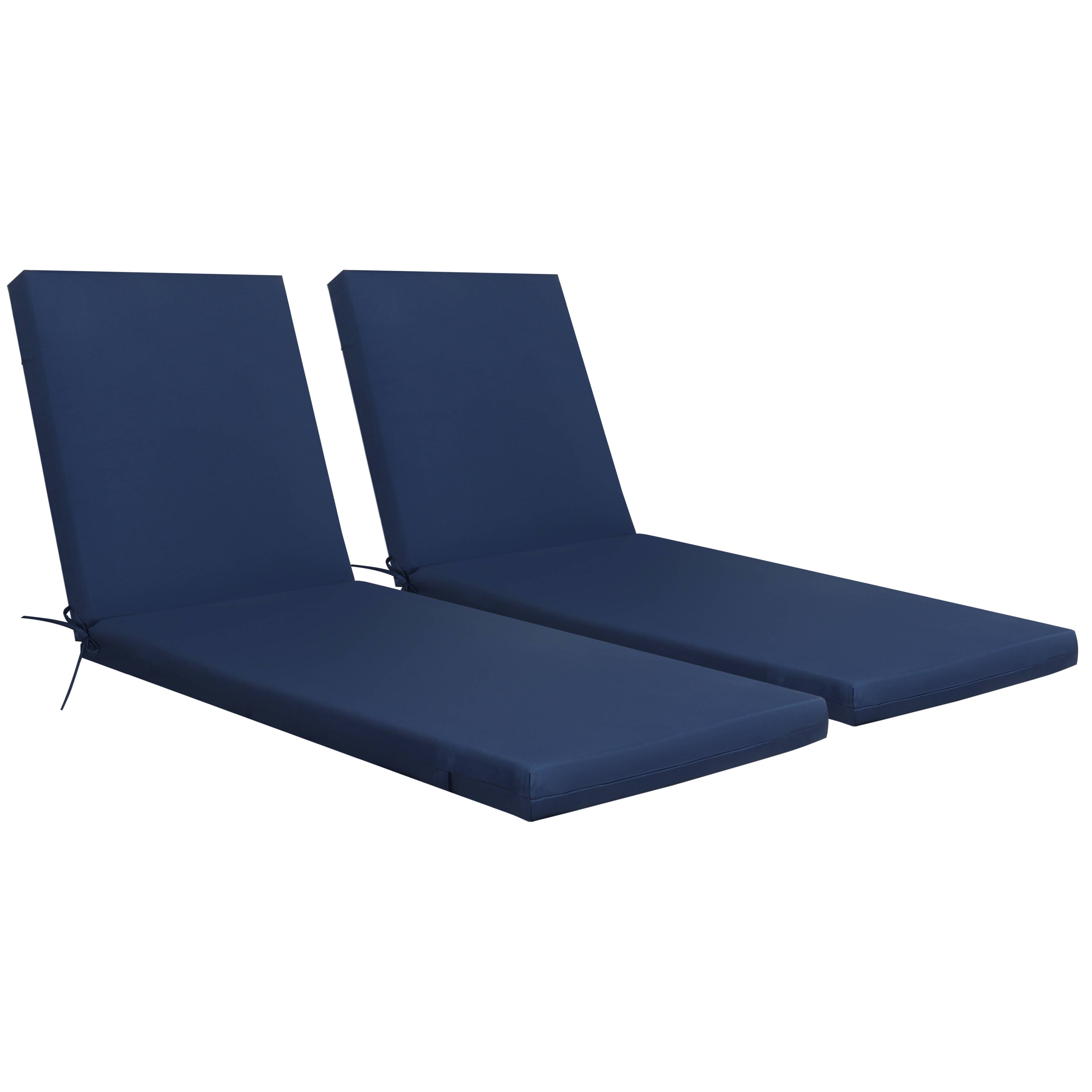 Lot de 2 Coussins Bain de Soleil Polyester Transat Jardin Déhoussable 189x60x6,5cm Bleu - ComfortXL Outdoor Living - Image 2