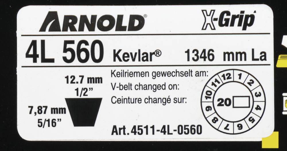 Arnold - Courroie trapézoïdale X-Grip V de type 4L560 Arnold - Imagen 2