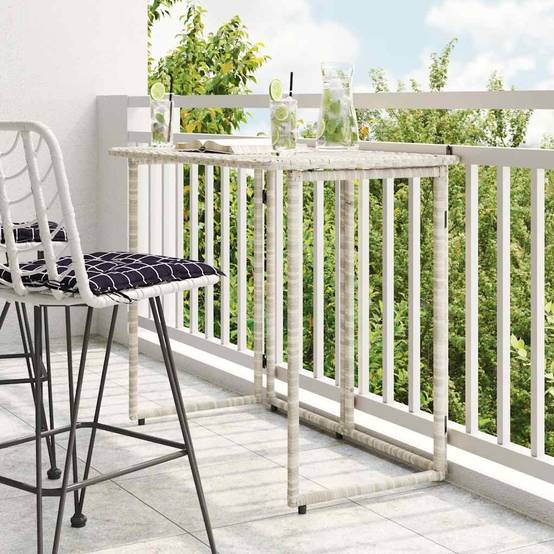 Table de jardin pliante gris clair 90 x 51 x 75 cm polyrotin - PANGIVO - Image 1