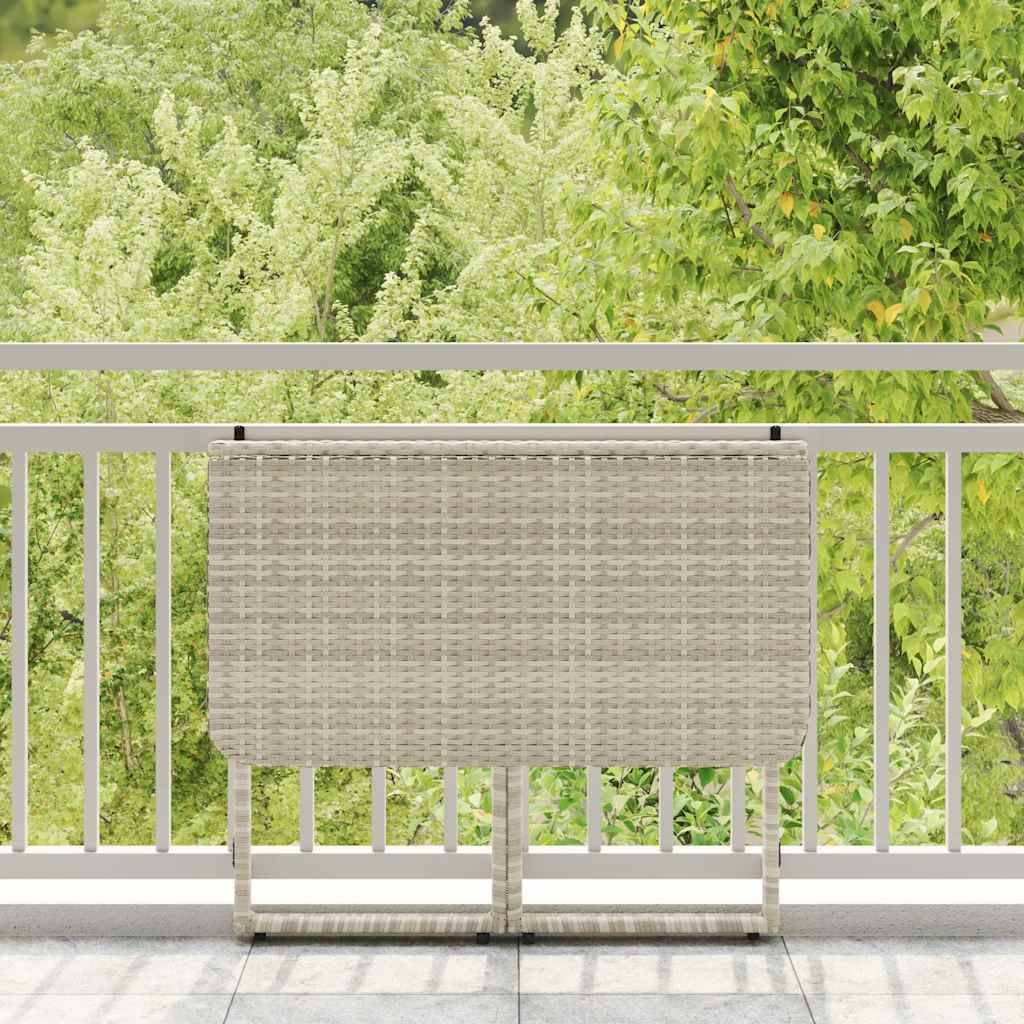 Table de jardin pliante gris clair 90 x 51 x 75 cm polyrotin - PANGIVO - Image 3