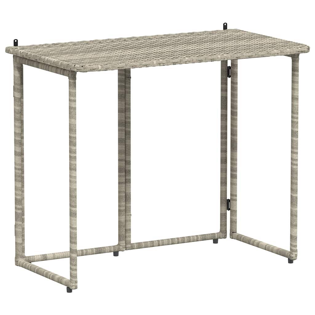 Table de jardin pliante gris clair 90 x 51 x 75 cm polyrotin - PANGIVO - Image 2