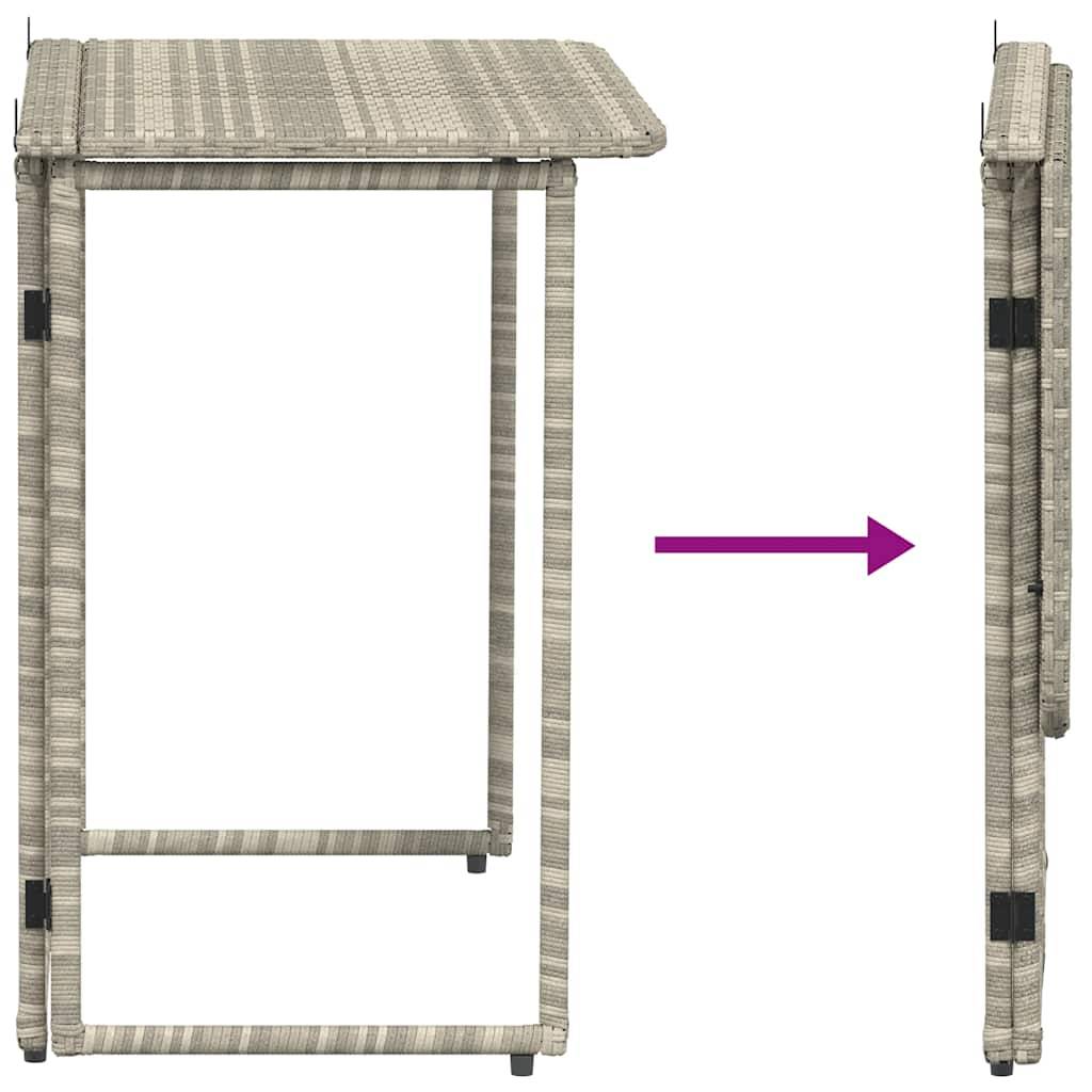 Table de jardin pliante gris clair 90 x 51 x 75 cm polyrotin - PANGIVO - Image 7