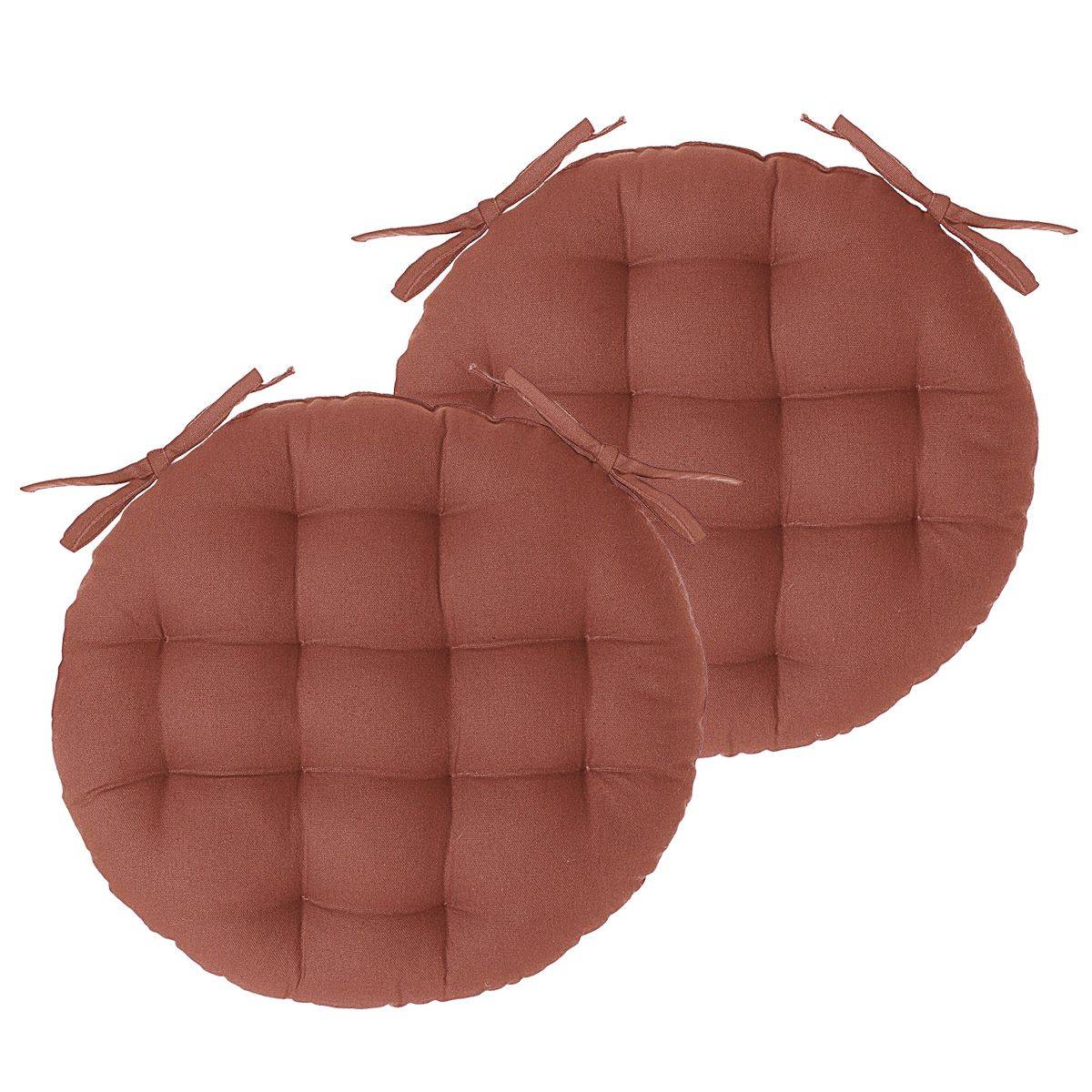 Lot de 2 Galettes de chaise en Coton Terracotta D 38 cm - Imagen 1