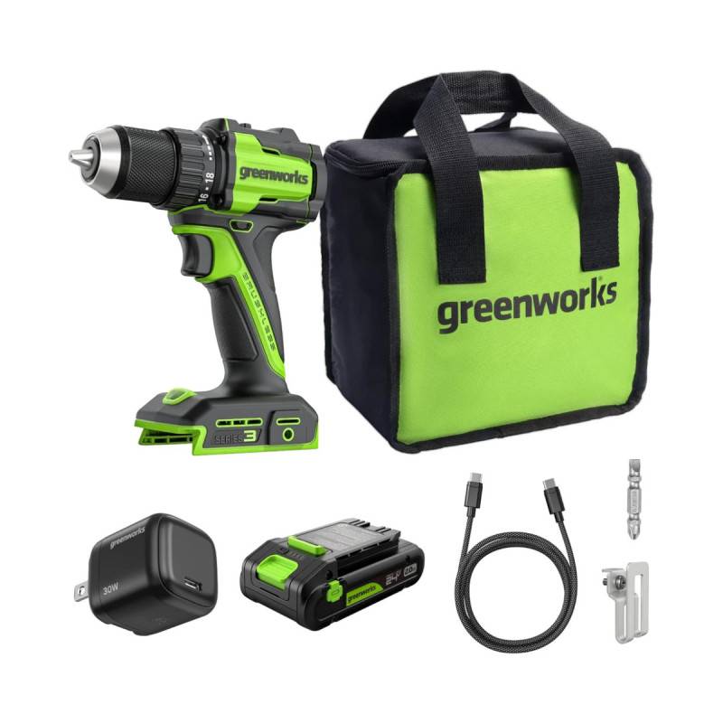 Greenworks - Perceuse-visseuse Brushless 24V GREENWORKS - 45Nm - Batterie 2,0Ah et chargeur - DD345A1 - Image 1