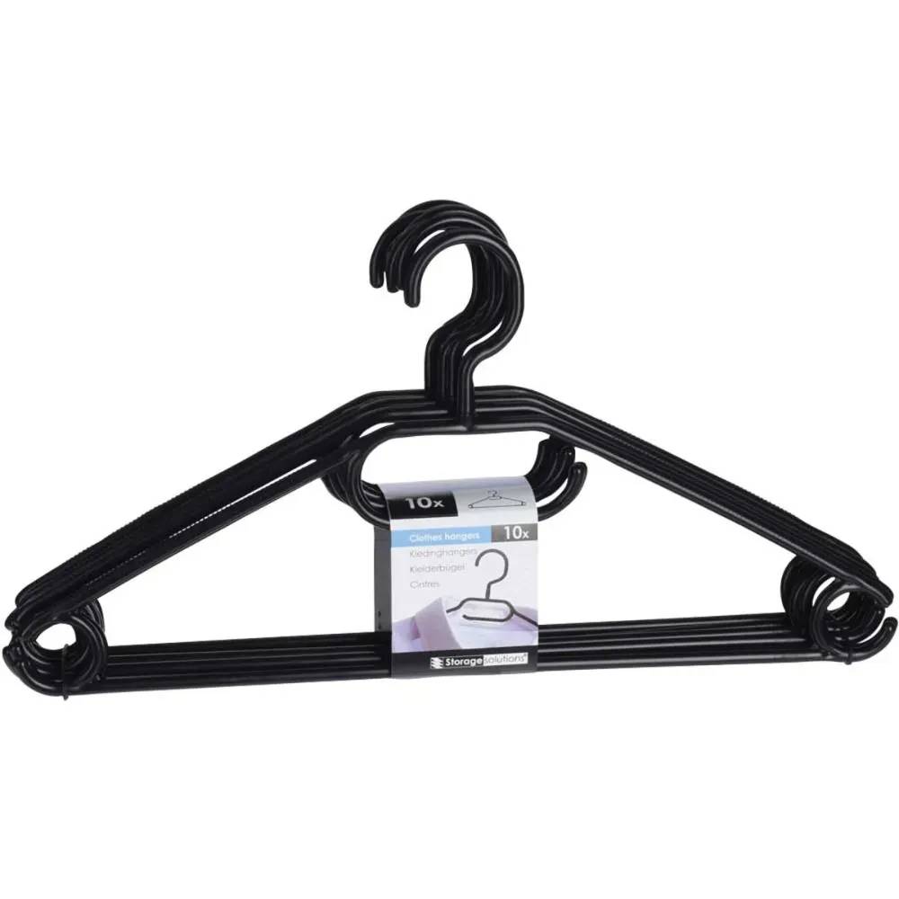Lot de 10 cintres à vêtements noirs à tête tournante - 40 cm - Image 1