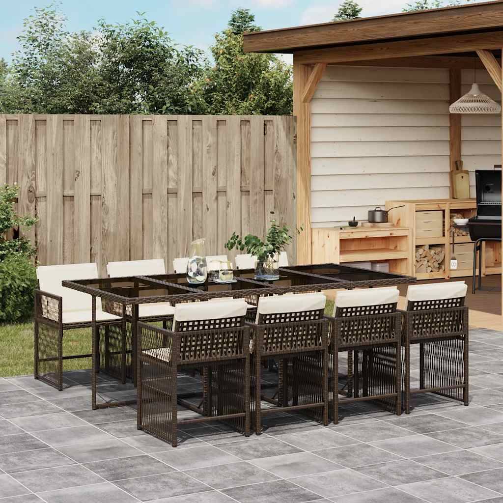ComfortXL - Salon de Jardin Encastrable 8 Personnes Résine Tressée Marron avec Table 220cm et Coussins – ComfortXL Outdoor Living - Image 1