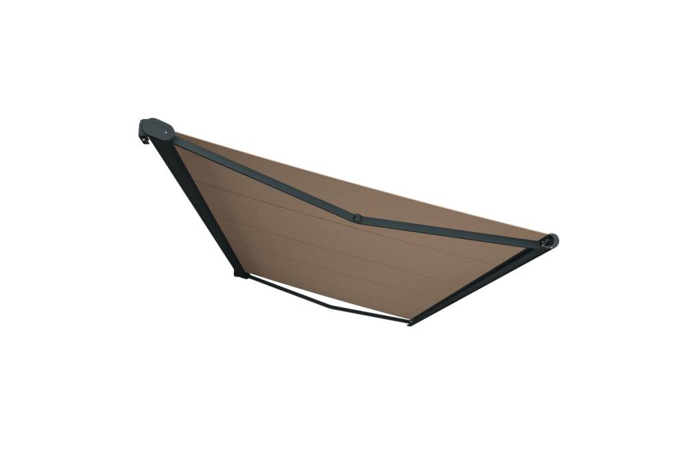 Ombrazur - Store banne Coffre intégral PROTECT 2 Gris Anthracite 4,05x3,50m Motorisé à  télécommande - Toile Taupe OMBRAZUR
