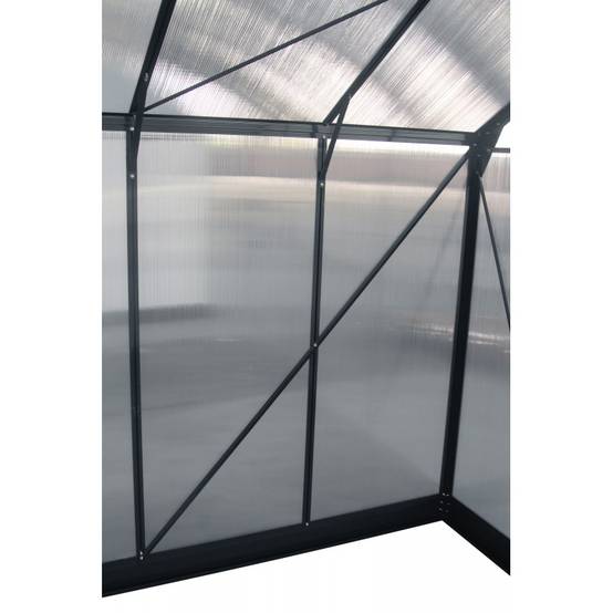 Serre de jardin 13,2m² polycarbonate anthracite avec embase aluminium Green Protect - Image 6
