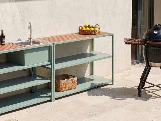 Beliani - Cuisine de jardin Acier Vert clair AVETRANA - 150x50x90- Beliani - Image 1
