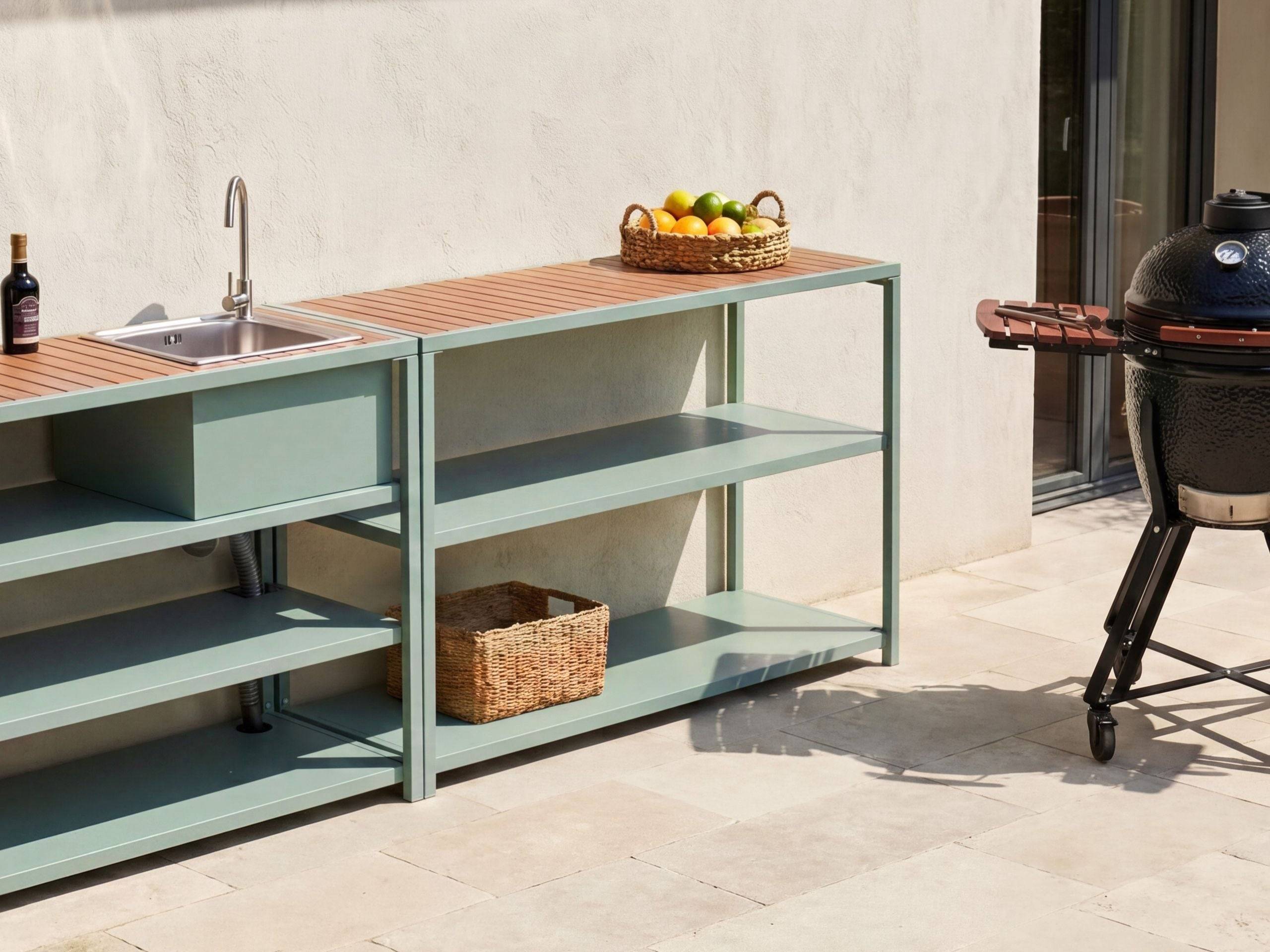 Beliani - Cuisine de jardin Acier Vert clair AVETRANA - 150x50x90- Beliani - Image 1