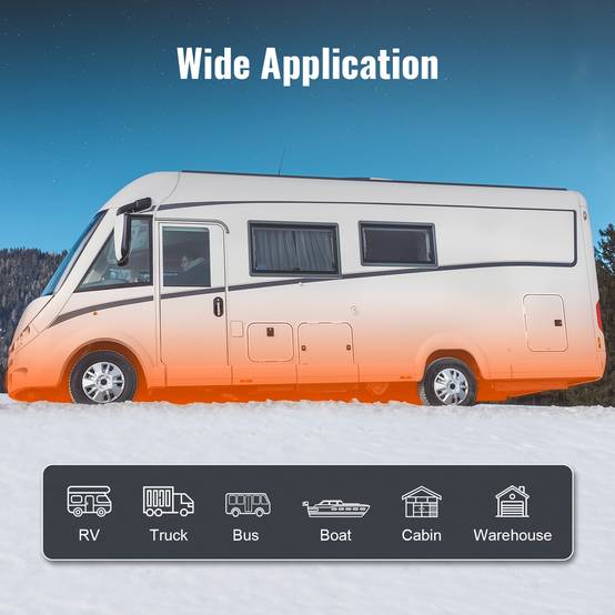 VEVOR Chauffage diesel 2kW 12V, 0.12-0.26 L/h, réglable 8-36°C, contrôle intelligent LCD Bluetooth, télécommande. - Image 6
