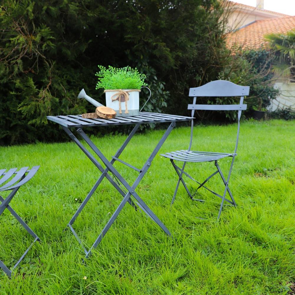 ~ Table en métal grise 60 x 60 x 70 cm Chemin de campagne - Imagen 4