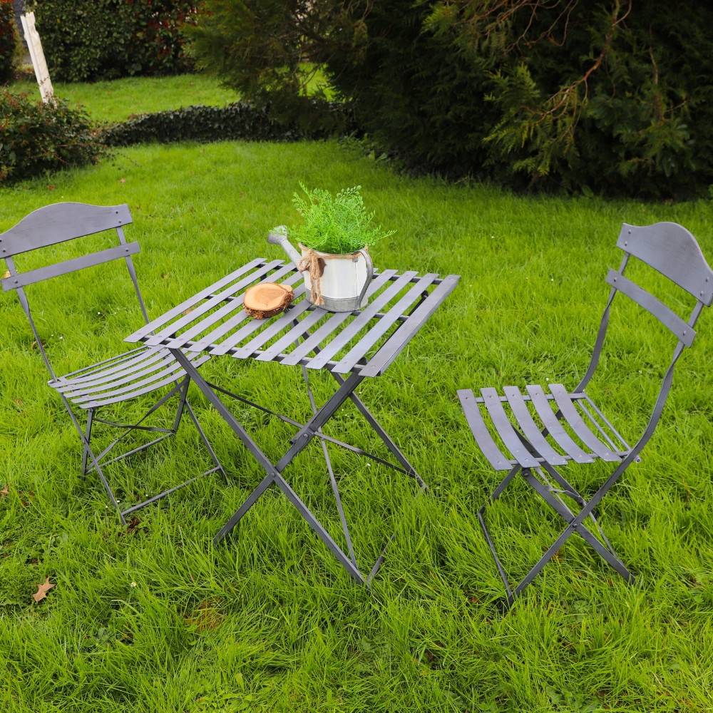 ~ Table en métal grise 60 x 60 x 70 cm Chemin de campagne - Imagen 3