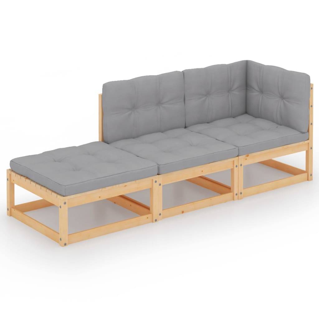 Helloshop26 - Salon de jardin meuble d'extérieur ensemble de mobilier 3 pièces avec coussins bois de pin massif - Imagen 1