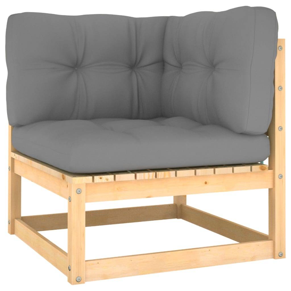 Helloshop26 - Salon de jardin meuble d'extérieur ensemble de mobilier 3 pièces avec coussins bois de pin massif - Imagen 3