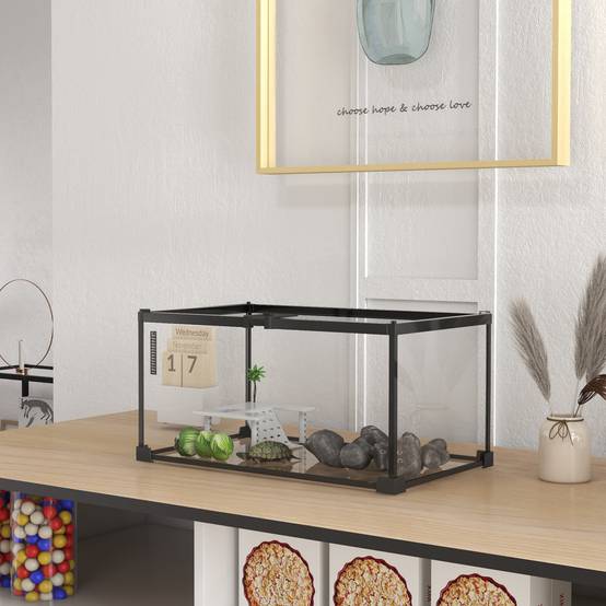 Boîte à reptiles boîte d'élevage de reptiles habitat de terrarium transparent couvercle coulissant treillis métallique - Image 3