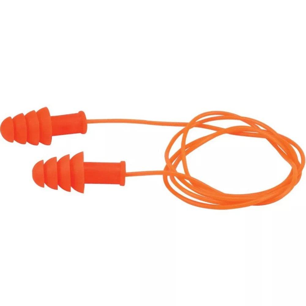 Bouchons d'oreille anti-bruit réutilisables avec cordelette PIP SNR33 dB Orange Unique - Image 1