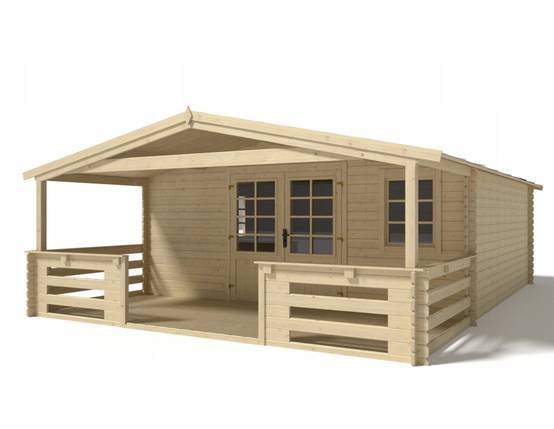 Altanka - Avant-toit en bois 5x2m pour le chalet de jardin 5m, couleur naturel - DOM600 - ALTANKA - Imagen 4