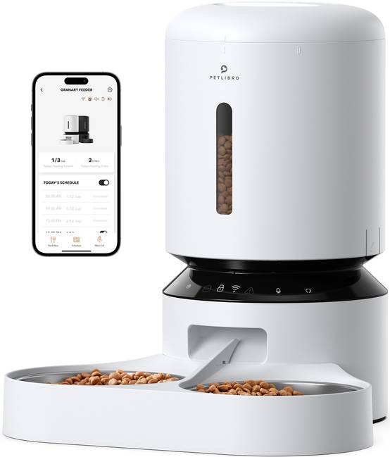 Petlibro Granary Distributeur de croquettes automatique WiFi double, Blanc - Image 1