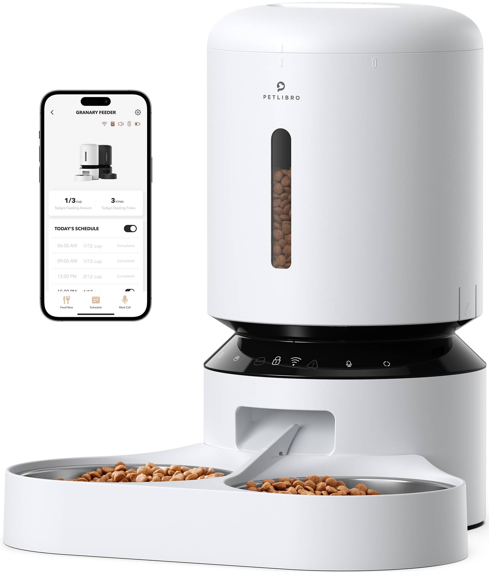 Petlibro Granary Distributeur de croquettes automatique WiFi double, Blanc - Image 1