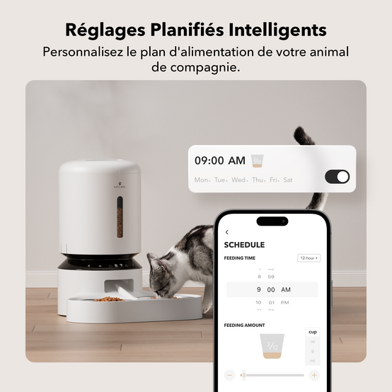 Petlibro Granary Distributeur de croquettes automatique WiFi double, Blanc - Image 3