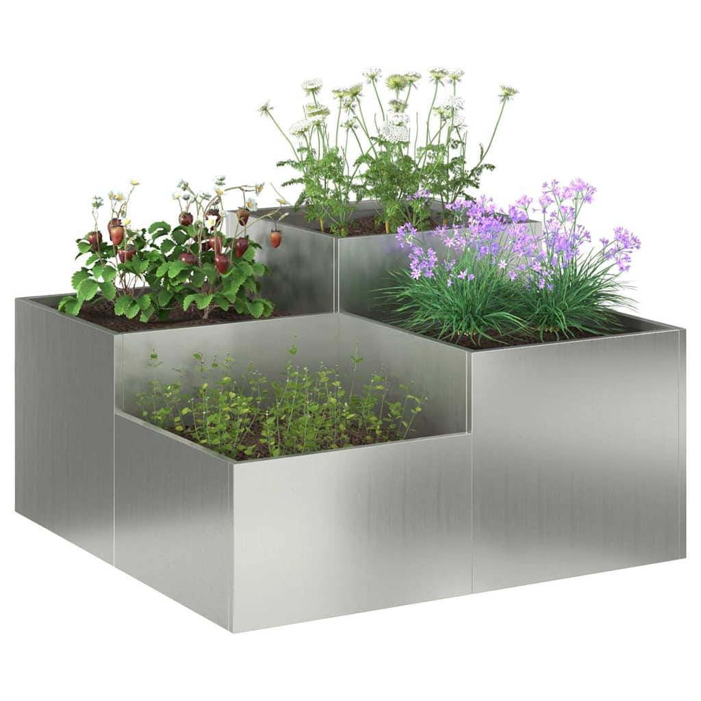Cache-pot | Bac à fleurs de jardin Argent 100 x 100 x 48 cm Acier galvanisé - Image 3