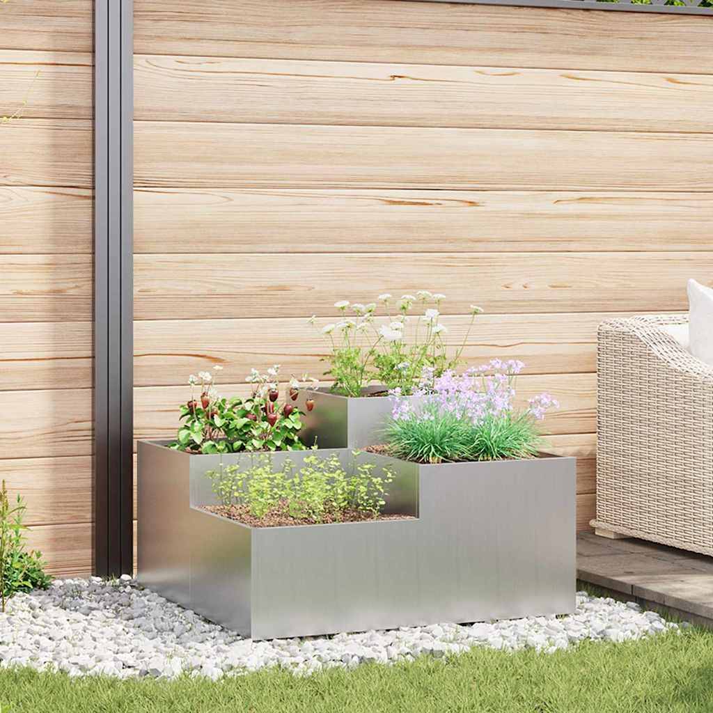 Cache-pot | Bac à fleurs de jardin Argent 100 x 100 x 48 cm Acier galvanisé - Image 2