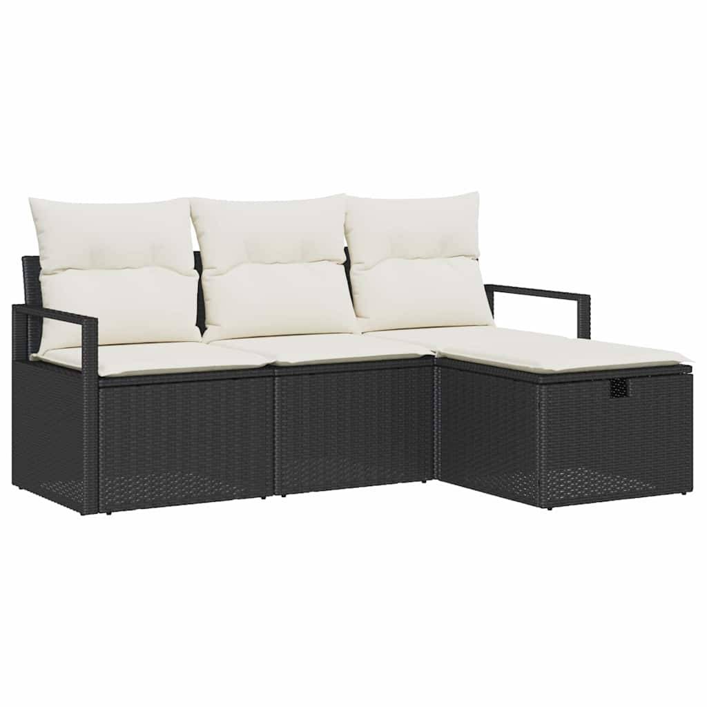 Salon de Terrasse 4 Places Résine Tressée Modulable avec Coffre et Pouf Noir – ComfortXL Outdoor Living - Image 2