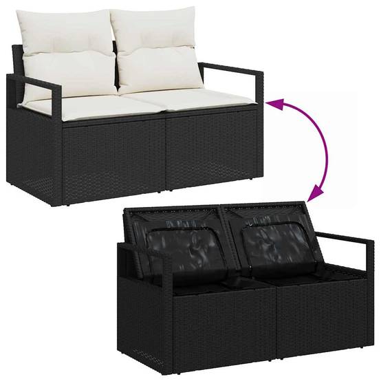 Salon de Terrasse 4 Places Résine Tressée Modulable avec Coffre et Pouf Noir – ComfortXL Outdoor Living - Image 9