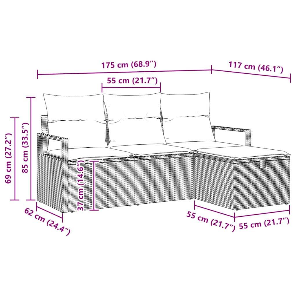Salon de Terrasse 4 Places Résine Tressée Modulable avec Coffre et Pouf Noir – ComfortXL Outdoor Living - Image 4