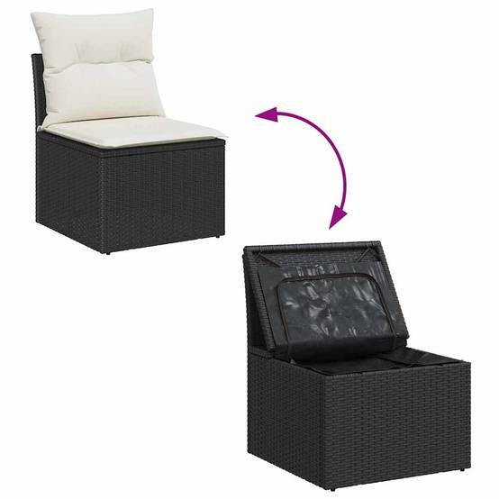 Salon de Terrasse 4 Places Résine Tressée Modulable avec Coffre et Pouf Noir – ComfortXL Outdoor Living - Image 8