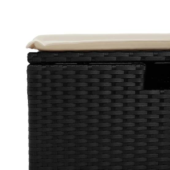 Tabouret de jardin | Repose-pied de jardin | Pouf avec coussin noir 55x55x37 cm résine tressée Maison Chic - Image 8