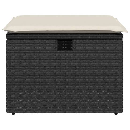 Tabouret de jardin | Repose-pied de jardin | Pouf avec coussin noir 55x55x37 cm résine tressée Maison Chic - Image 4