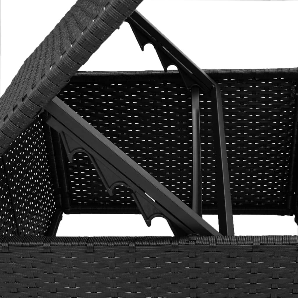 Tabouret de jardin | Repose-pied de jardin | Pouf avec coussin noir 55x55x37 cm résine tressée Maison Chic - Image 9