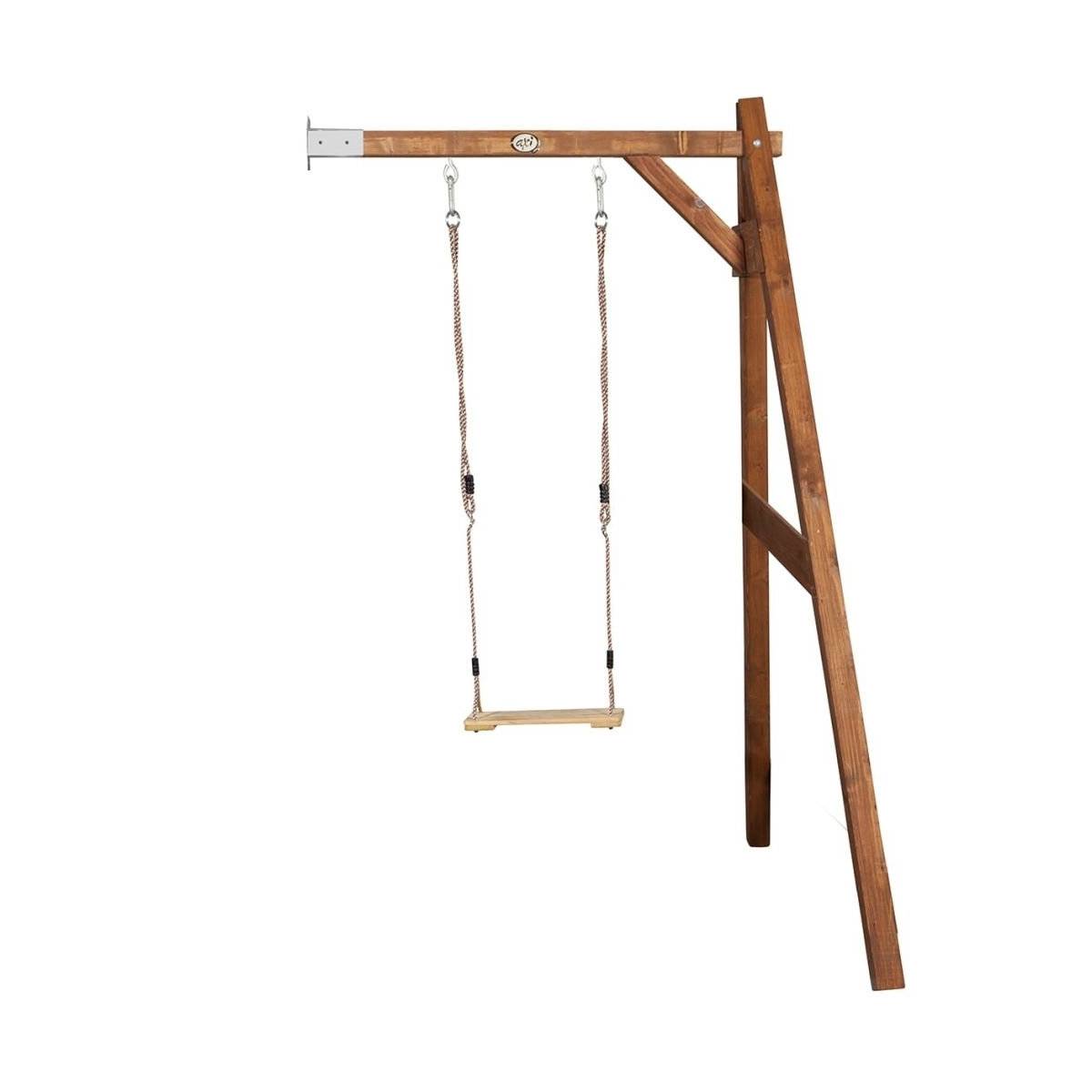 Portique mural en bois marron AXI avec balançoire - 160x171x207 cm - Image 1