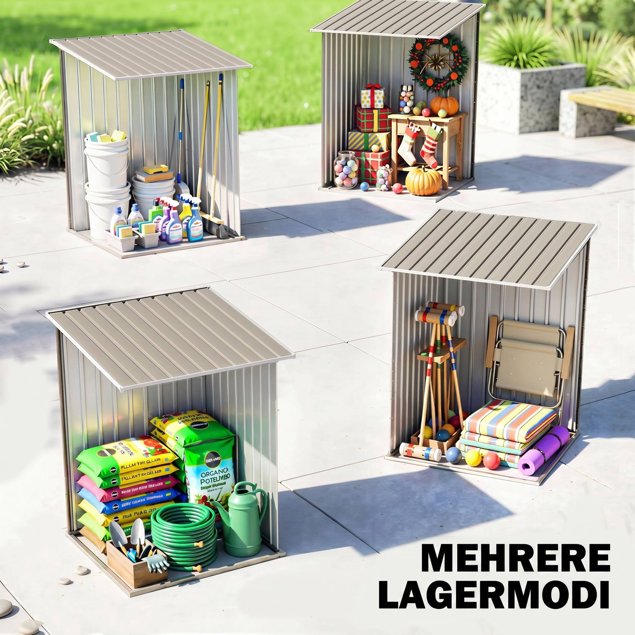 Abri de Jardin 1m² - Remise pour Outils - cabanon Porte verrouillable - dim. 1L x 1,03l x 1,6H m - tôle d'acier ondulée - Image 9