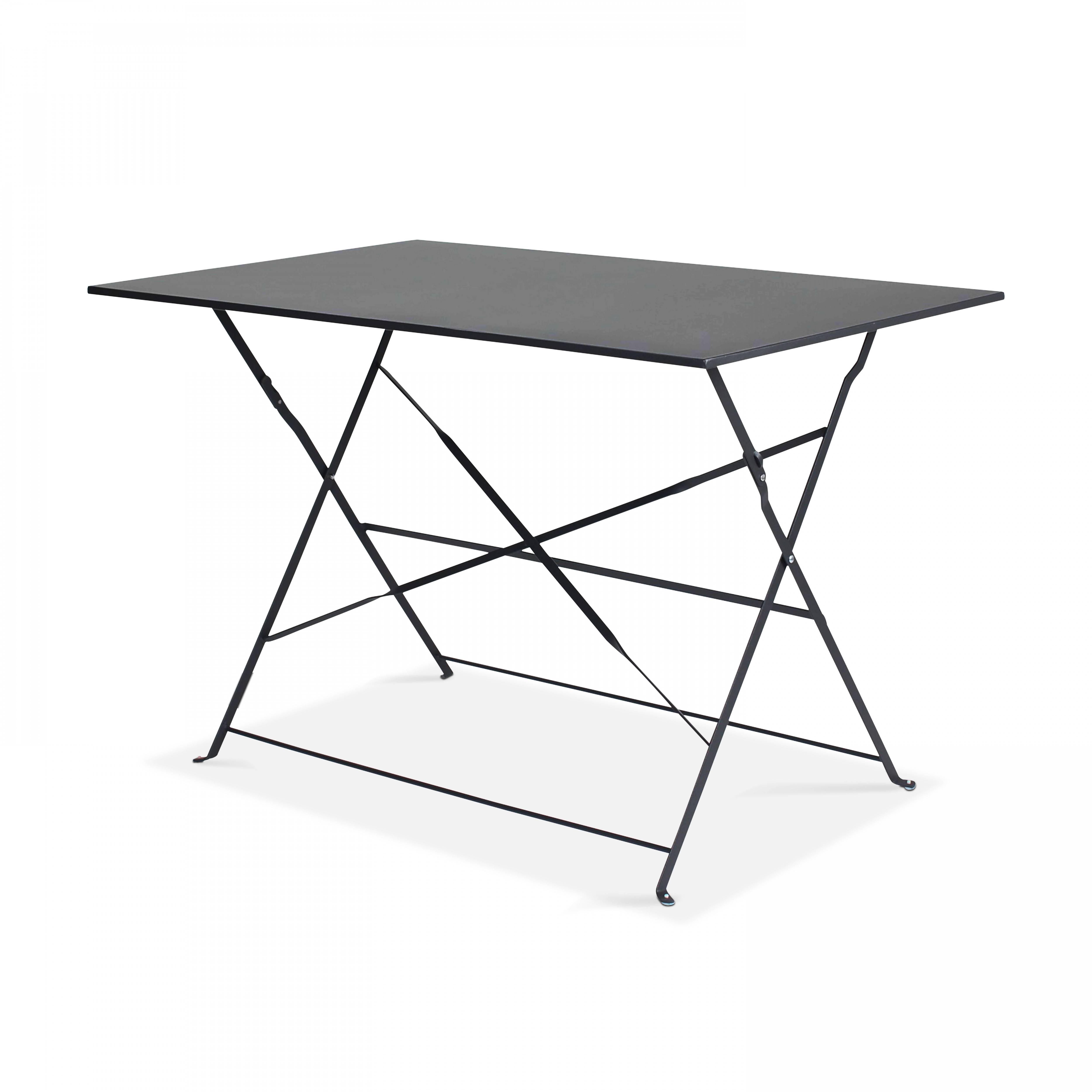 Oviala - Table de jardin pliante acier gris 4 places Rome - Oviala - Imagen 1
